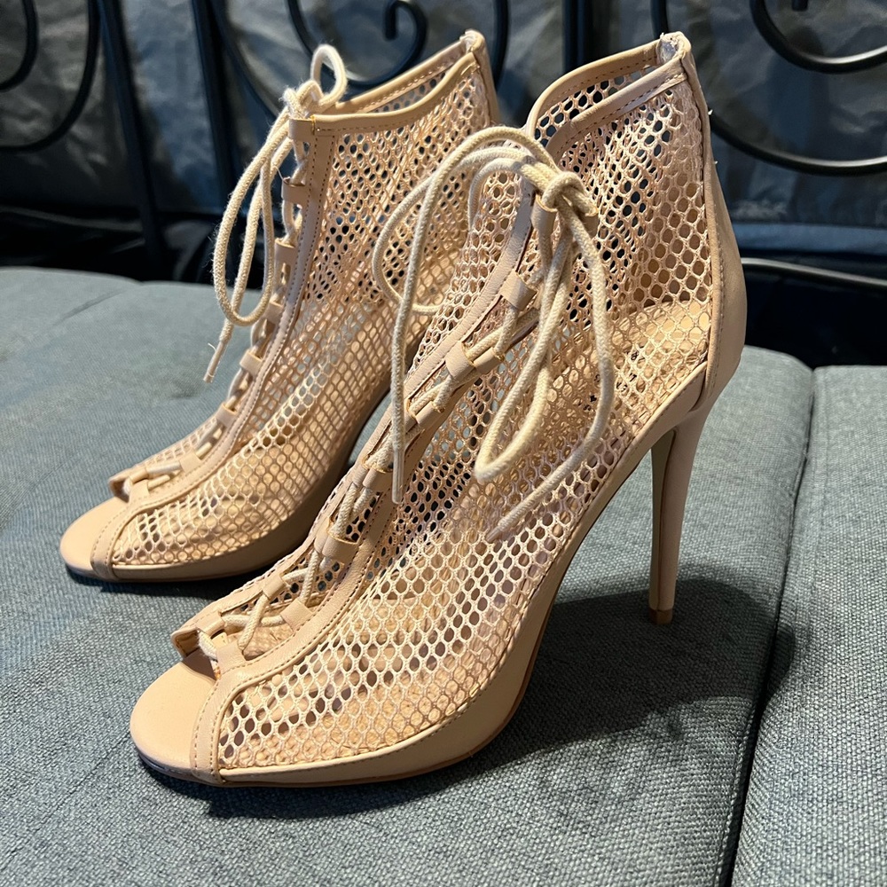 Call It Spring “Khloee” mesh heels - Bone/Nude